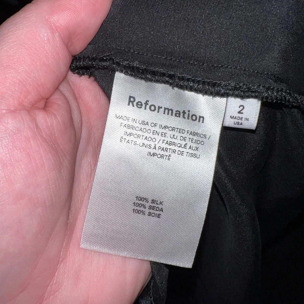 Reformation Marguerite Silk Dress in Black Size 2 - Picture 15 of 15